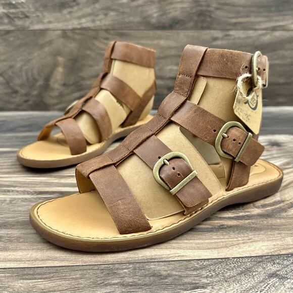 NIB Born Haidee 7M Comfort Leather Gladiator Sandals Brown - Picture 3 of 11